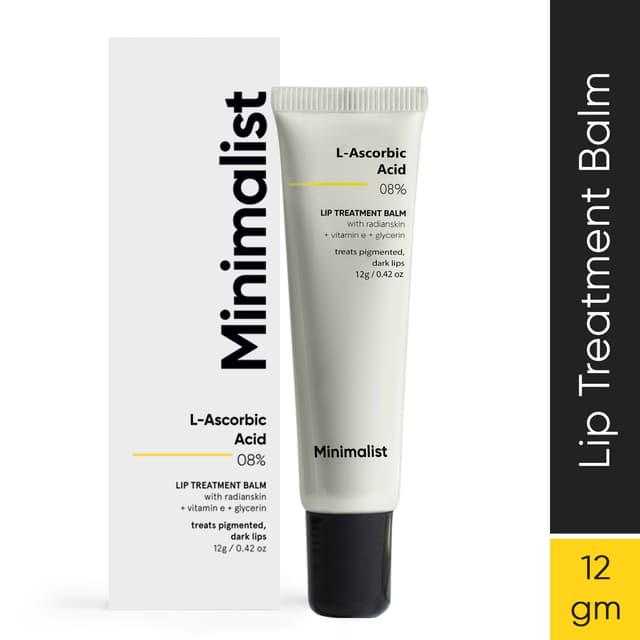 Minimalist Lip Balm for Moisturizing, Softening & Brightening Lips | 8% L-Ascorbic Acid with Vitamin E, Radianskin & Glycerine | For Women & Men | 0.42 Oz / 12 gm