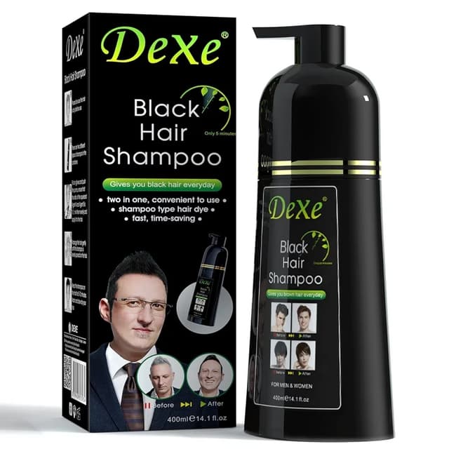 Dexe Black Hair Shampoo 400 ML - Natural Herbal Formula - Long-Lasting Fast Acting Dye - Easy & Safe to Use| Only Five Minute Results Comes .