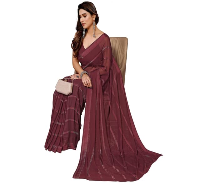 Awafu Embellished Striped Satin Saree