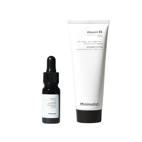 Minimalist Vitamin C 10% Serum + Vitamin B5 Moisturizer | Skin Brightening, Hydration, Dark Spot Reduction & Barrier Repair Combo for Glowing, Smooth & Healthy Skin