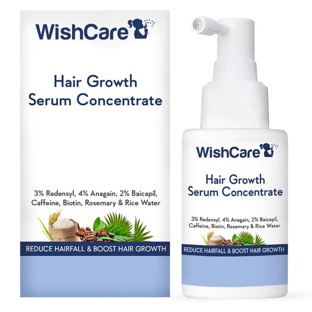 WishCare Hair Growth Serum Concentrate - 3% Redensyl, 4% Anagain, 2% Baicapil, Caffeine, Biotin, Plant Keratin & Rice Water - Hair Growth Serum for Men & Women - 30ml