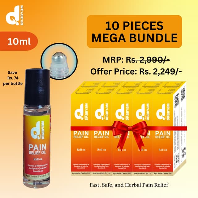 Drabyam Pain Relief Oil Roll-On 10ml - 10 Pieces Bundle