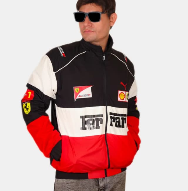 New F1 Ferrari Vintage Racing Jacket Ferrari Printed Rider Jackets | Printed | Trend Biker Outwear.