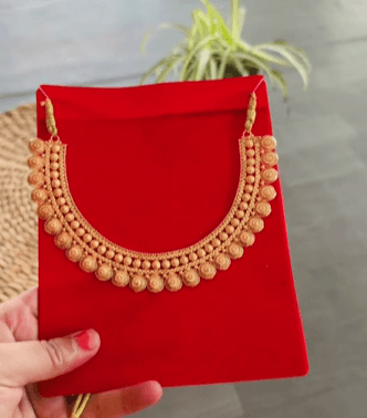 Gold Pleated necklace for women party wear gurated gold har