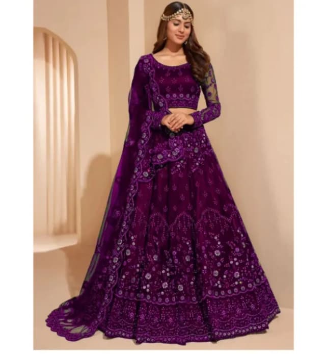 Semi Stitched Lehenga Choli in Purple Color