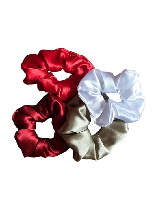 Set Of 4 Different Shades Of Silk Scrunchie