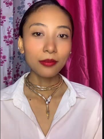 Silver Gleam Atelier Snake Necklace with Rhinestone Crystal Accents, Gold Chain, Black Enamel Eyes, Snake Choker Necklace