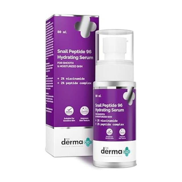 The Derma Co Snail Peptide 96 Hydrating Serum with Niacinamide & Peptide Complex for Smooth & Moisturized Skin, Snail Mucin Serum, Dull Skin, Fine Lines, Korean Skincare , 80 ml