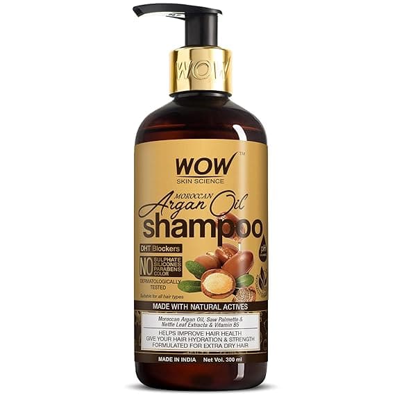 WOW Skin Science Moroccan Argan Oil Shampoo 300 ml, For Dry Hair, Dandruff, Hair Loss, Hair Growth, Frizzy Hair