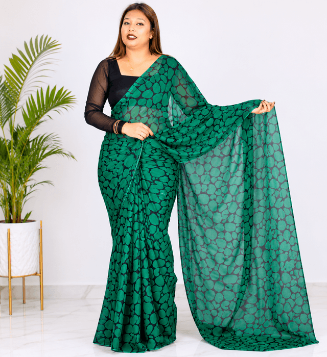 Green saree World Striped Bollywood Art Silk Saree Green