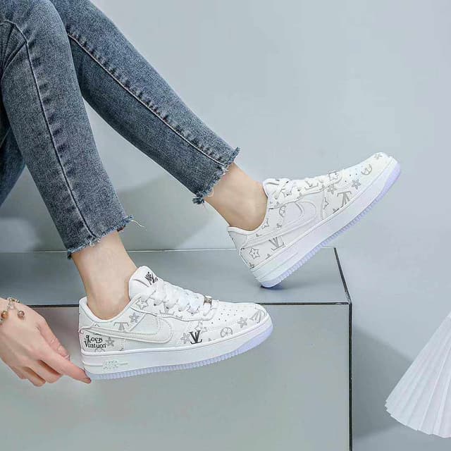 Genuine Air Force 1 Low 07 LV Blue and White Sneakers For Women