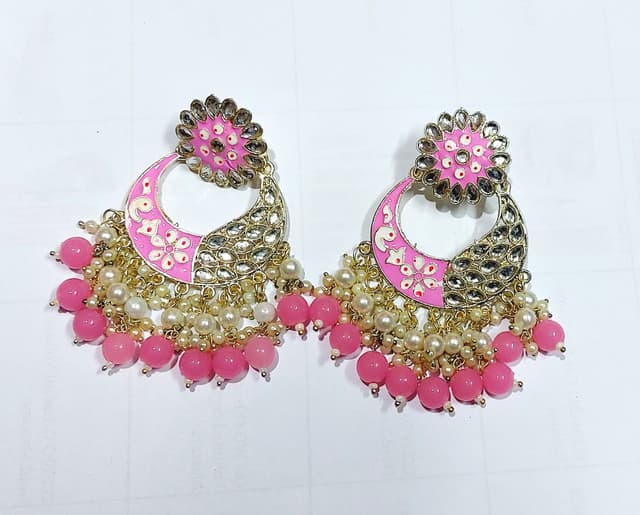 Varygood Multicolor Beads With Pearl Dangle Kundan Jhumka Earrings For Women