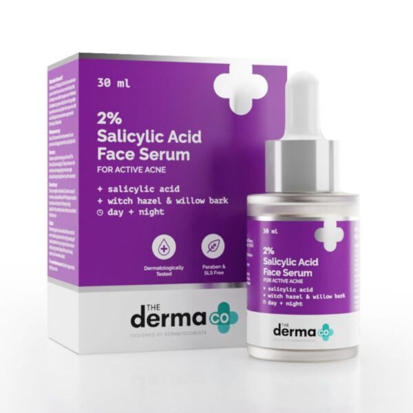 The Derma Co. 2% Salicylic Acid Serum for Face for Active Acne with Witch Hazel