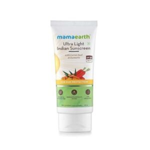 MAMAEARTH Ultra Light Natural Sunscreen Lotion SPF 50 PA+++ With Turmeric & Carrot Seed, 80ml