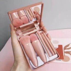 5 Pieces Make Up Brush Set With Mirror – Nude Colors.