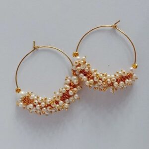 Hoop Earring with Latkan White Balls Derma Looks (2)