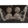 Silver-Plated-Dome-Shaped-Jhumkas-With-Hair-Chain