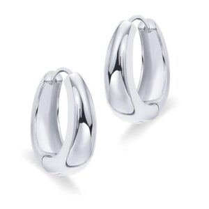 14K Silver Plated Sterling Post Small Chunky Hoops Earrings Thick Lightweight Silver Hoop Earrings for Women