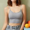 Women Cotton Padded Wire Free Sports Bra for Workout - Sky Color