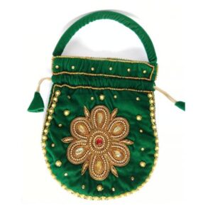 Green Makhmal Moti bags for Nepali Women's Style Thaily for ASAD Seawan Month color Sets