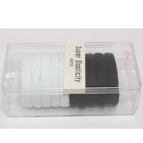 10 Pieces White and Black Hair Rubber in 1 Packs ( Box)