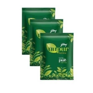 Godrej Nupur 100% Pure Henna Powder for Hair Color 3 Pcs, 20g