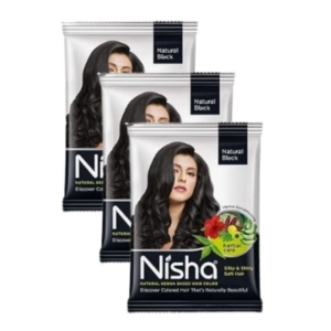 Nisha Natural Henna Black Hair Color 25g Pack of 3