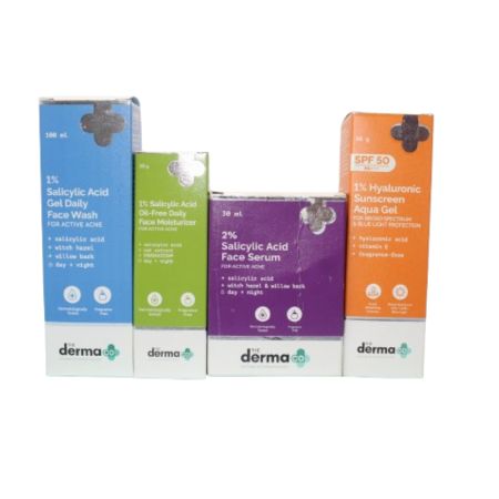 The Derma Co Salicylic Acid Facewash, moisturizer, face Serum and Sunscreen Sets (4)